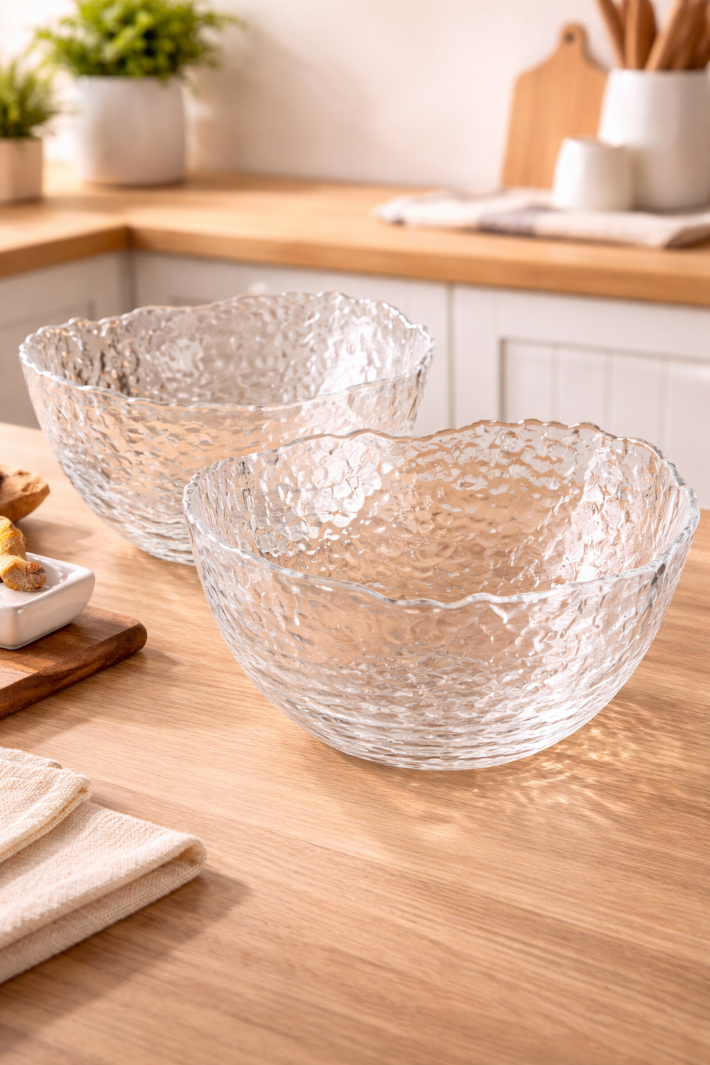 Glasschüssel Set 2er Salatschüssel Obstschale Glas L + XL